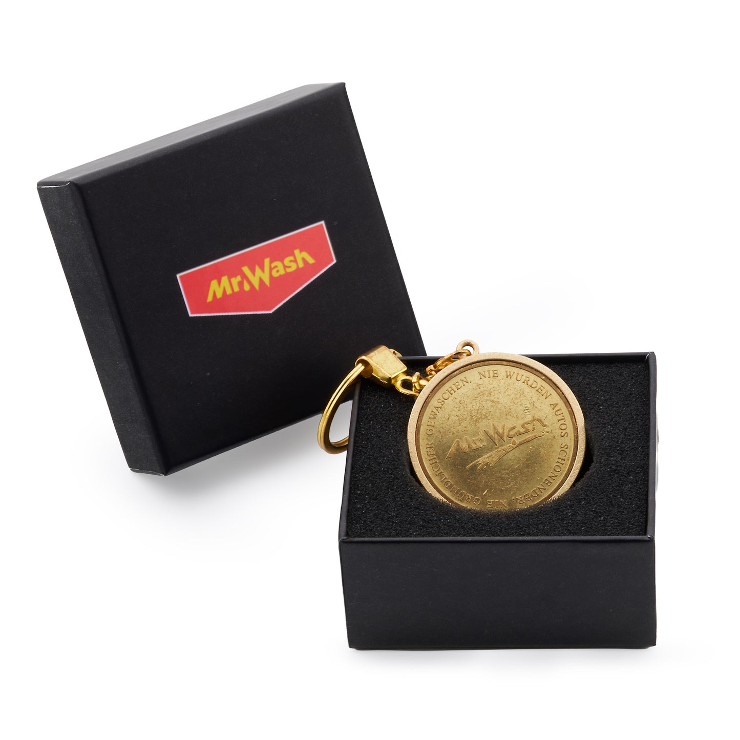 Schlüsselanhänger, goldfarben, Heritage, große Waschmünze Nr. 3 mit Logoseite in Aufbewahrungsbox