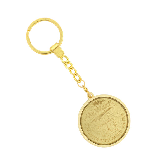 Schlüsselanhänger, goldfarben, Heritage, große Waschmünze Nr. 3