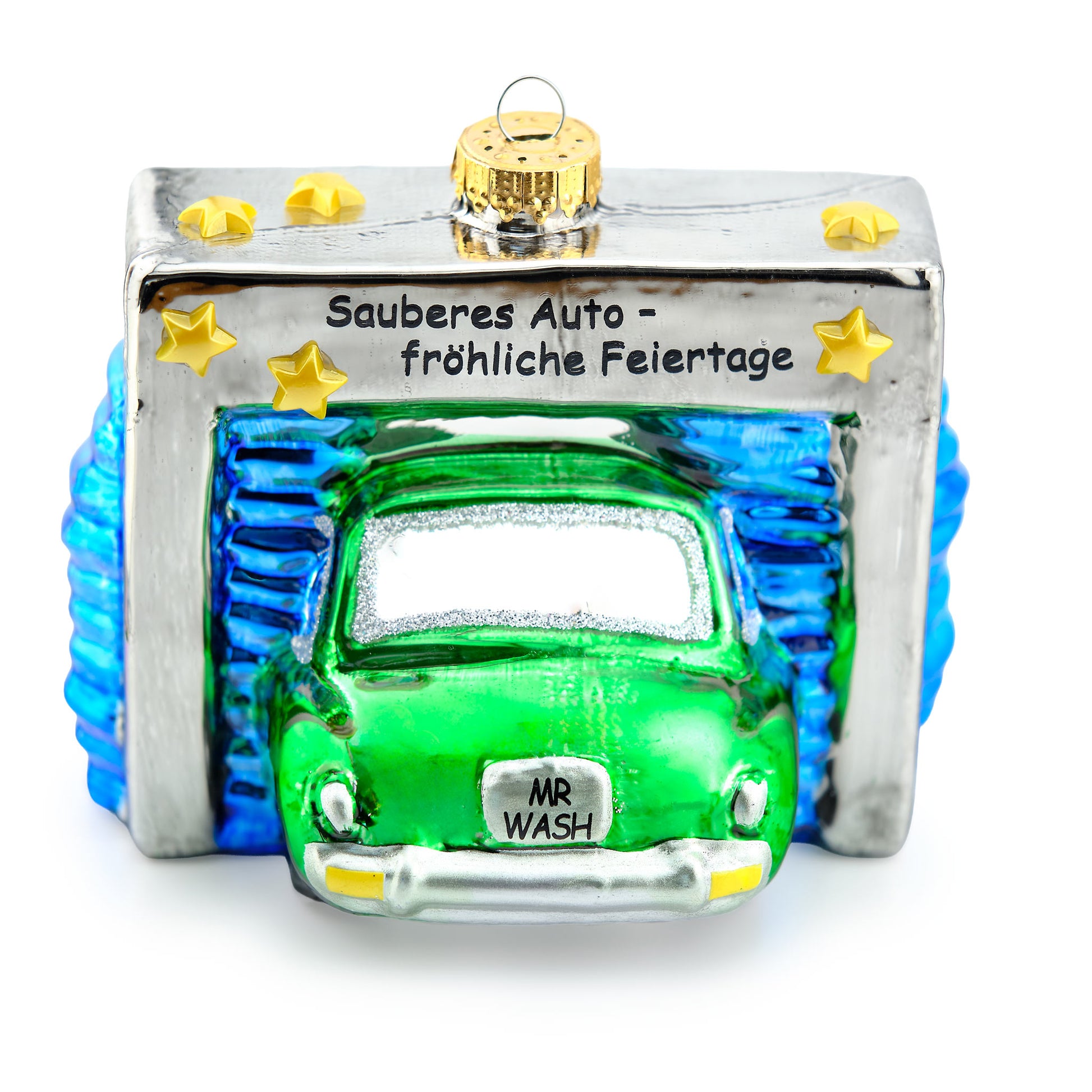 Weihnachtskugel in Grün - Blick von hinten auf das Ornament