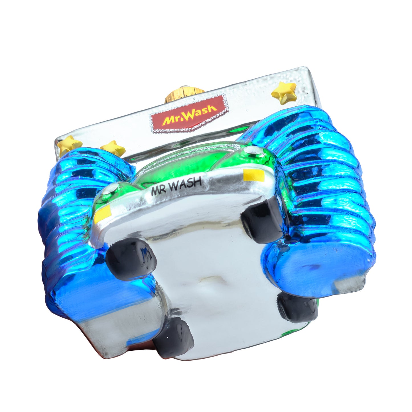 Weihnachtskugel in Grün - Blick von unten links auf das Ornament